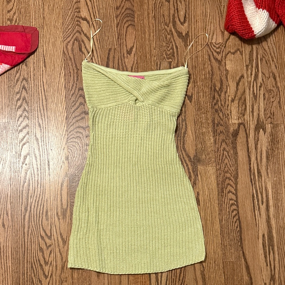 Edikted Light Green Knit Mini Dress